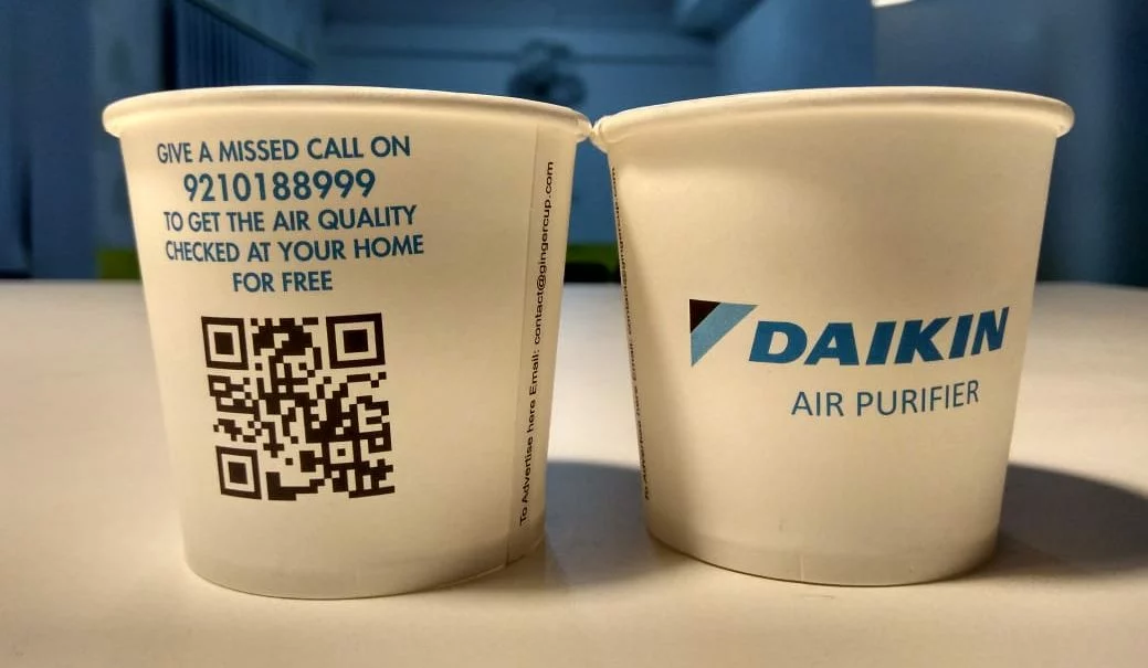 QR code on paper cup ad