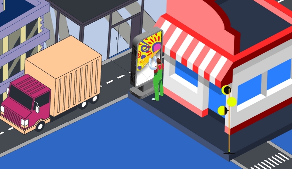 DOOH advertisement 3D illustration