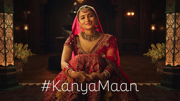 This image features Alia Bhatt in the #KanyaMaan campaign of Manyavar Mohey