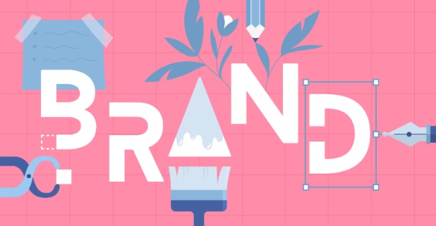 This image shows the brand written in white color on a pink background