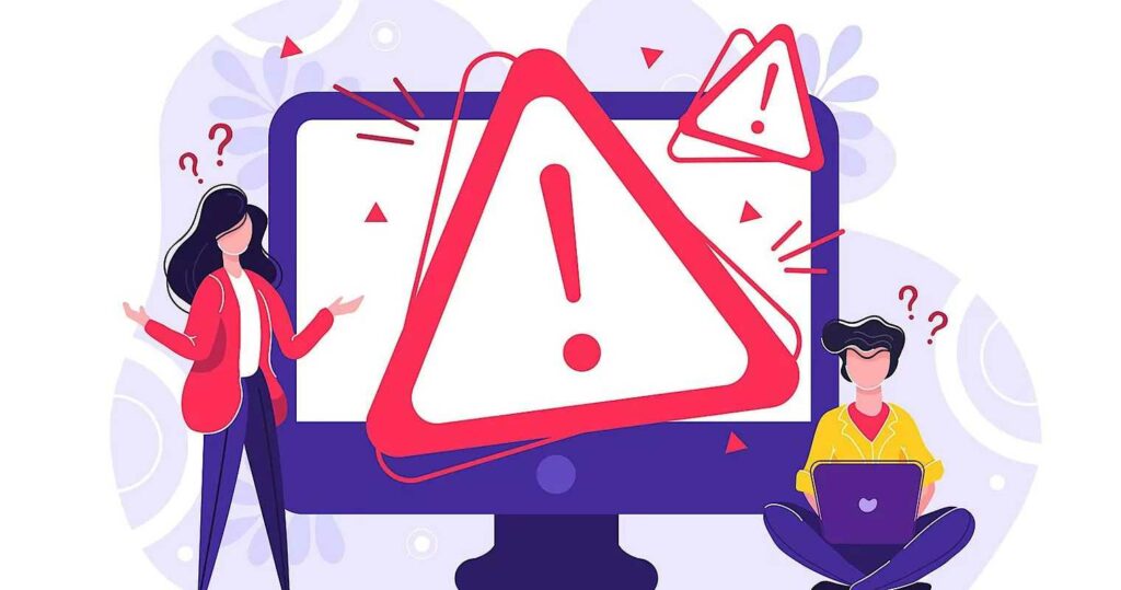 This image depicts two people detecting warnings with the help of marketing trends