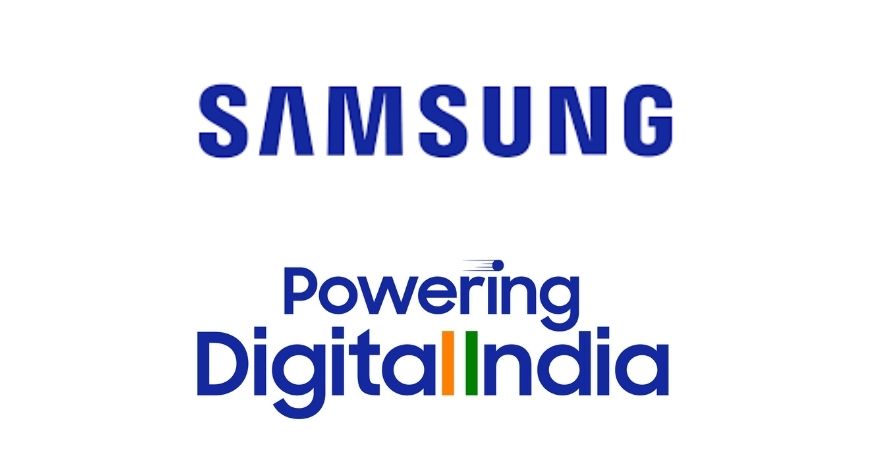 This image shows the #PoweringDigitalIndia marketing campaign of Samsung on white background