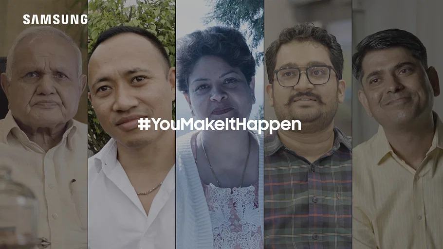 This image shows several people as part of the #YouMakeItHappen campaign of Samsung