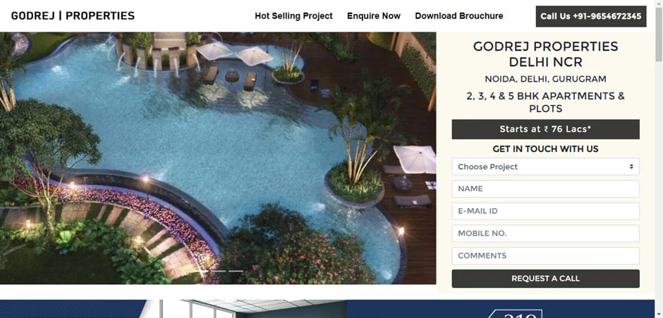 This image shows the website of Godrej properties