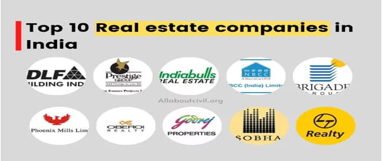 This image shows the logo of the top 10 real estate brands in India