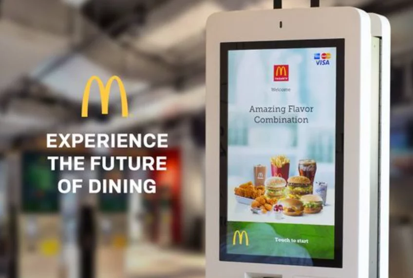 Picture showing a marketing campaign of McDonald's self-service system.