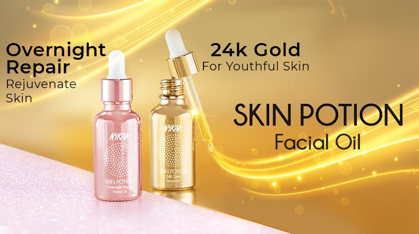 The picture shows us the products introduced under the Nykaa advertising 24K gold campaign for women