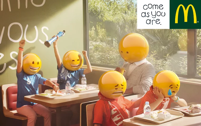 Picture showing marketing campaign of McDonald’s “come as you are” with McDonald’s logo. 