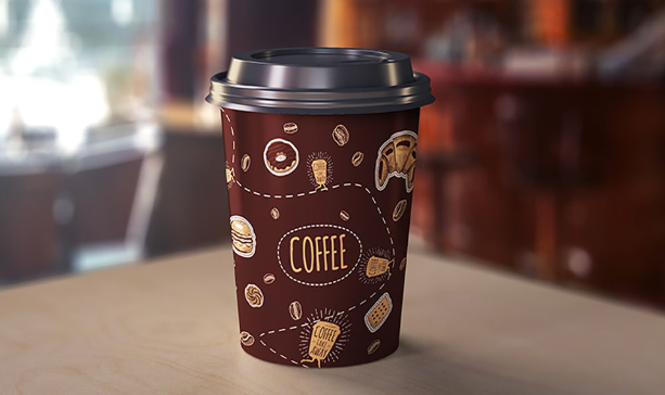 A picture showing paper cup branding