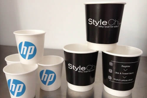 A picture showing paper cup advertising
