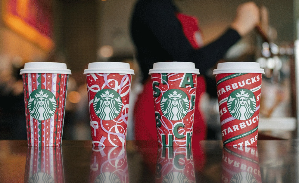 A picture showing paper cup advertising