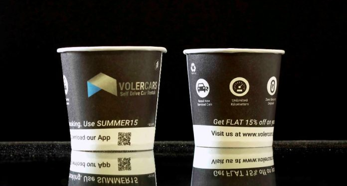 A picture showing paper cup branding