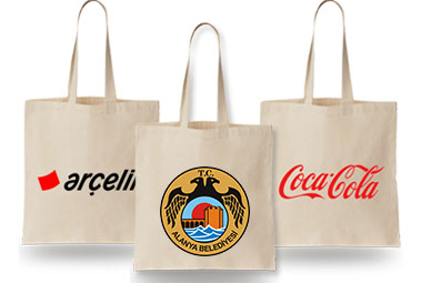 Image showing offline marketing via printed bags for marketing different brands.