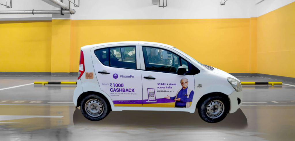 A picture showing cab advertising