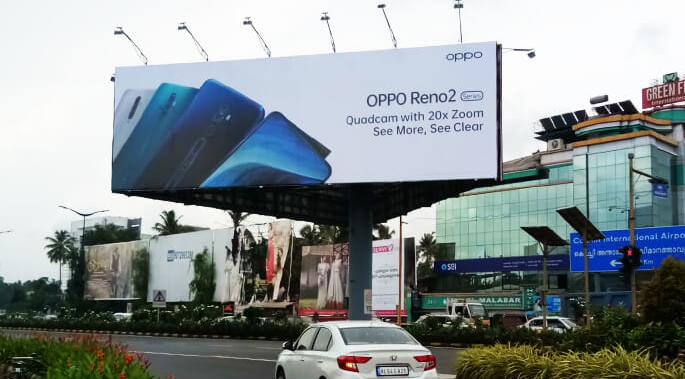 Image of a building showing a larger banner for offline marketing.