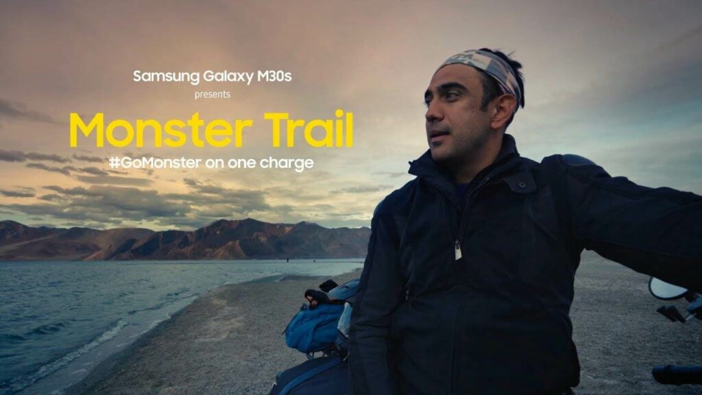 This image shows Amit Sadh as a part of the #GoMonster marketing campaign of Samsung in Leh