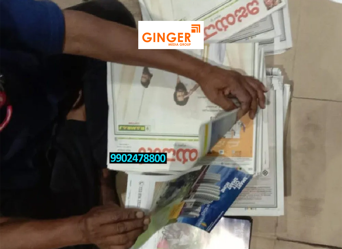 Newspaper Insertions Advertising with blue 7 yellow color pamphlets