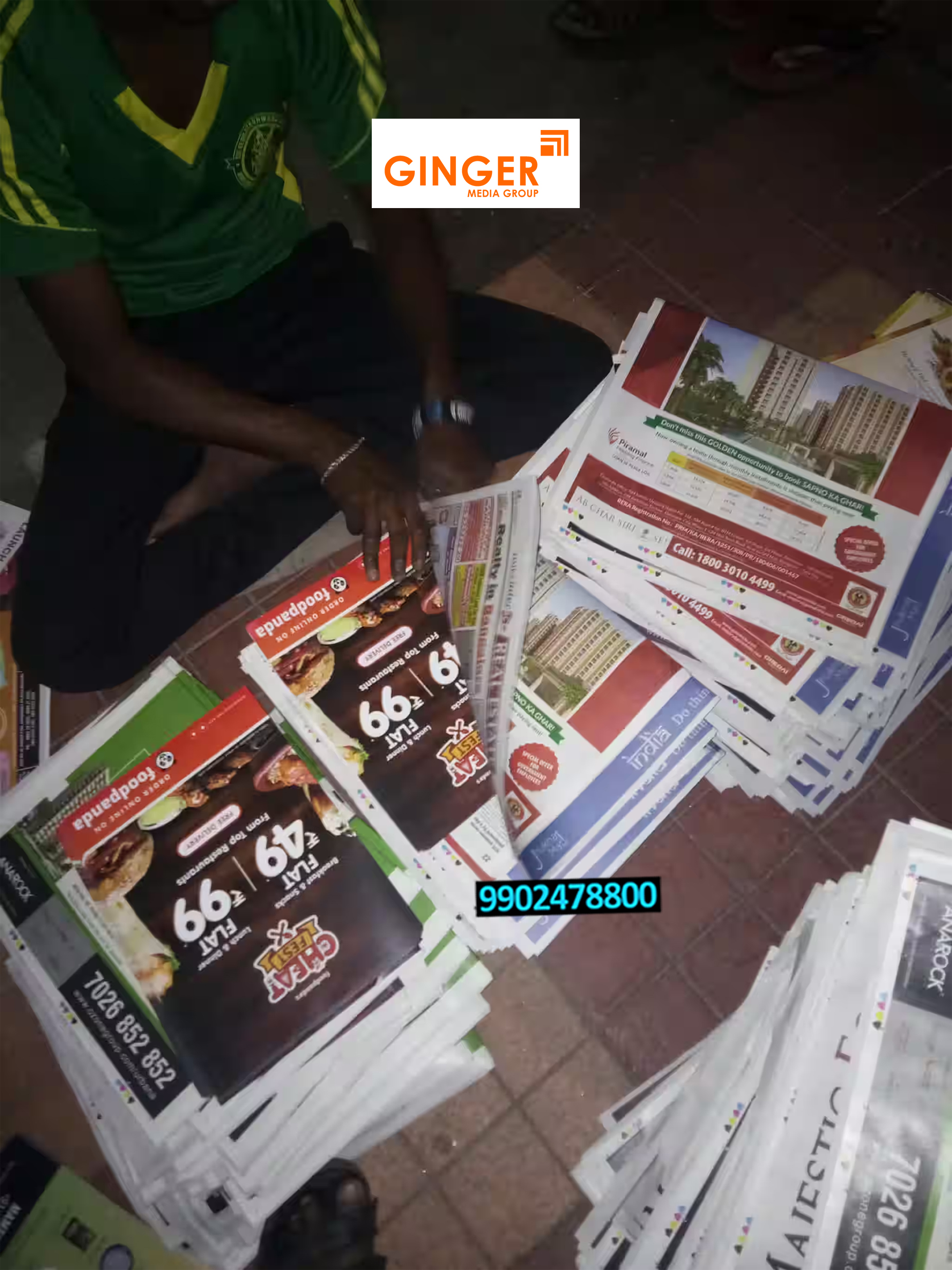 Newspaper insertion Advertising with Brown pamphlets