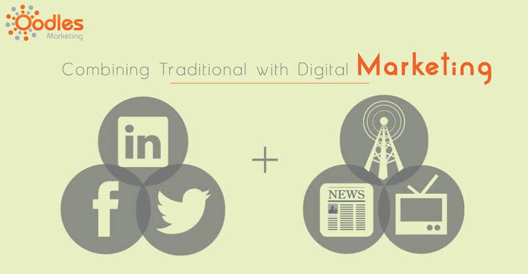 On one side are digital medium and on other traditional media which are being used together
