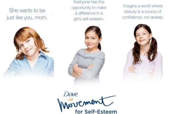 text with graphic is used to show the self-esteem movement by dove