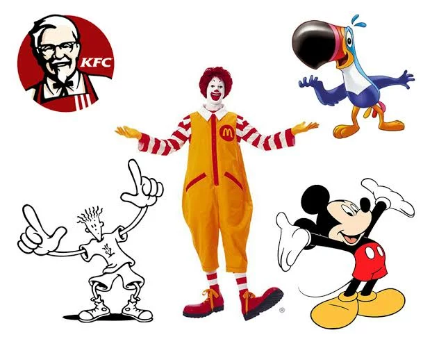 It shows different brands famous mascots