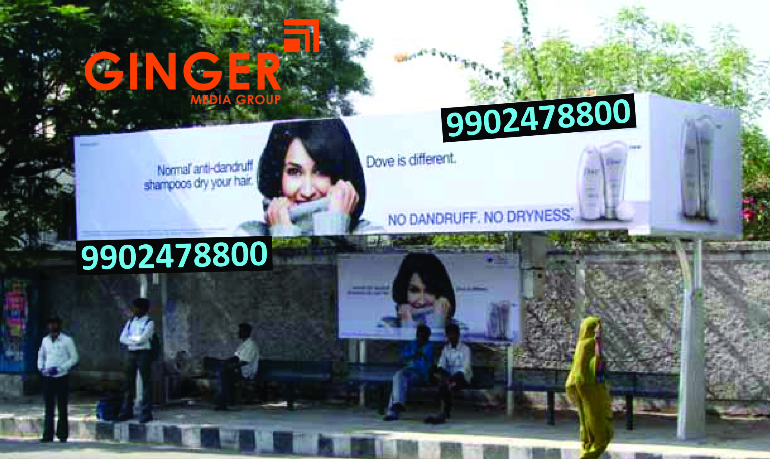 Bus shelter Advertising for Dove Shampoo