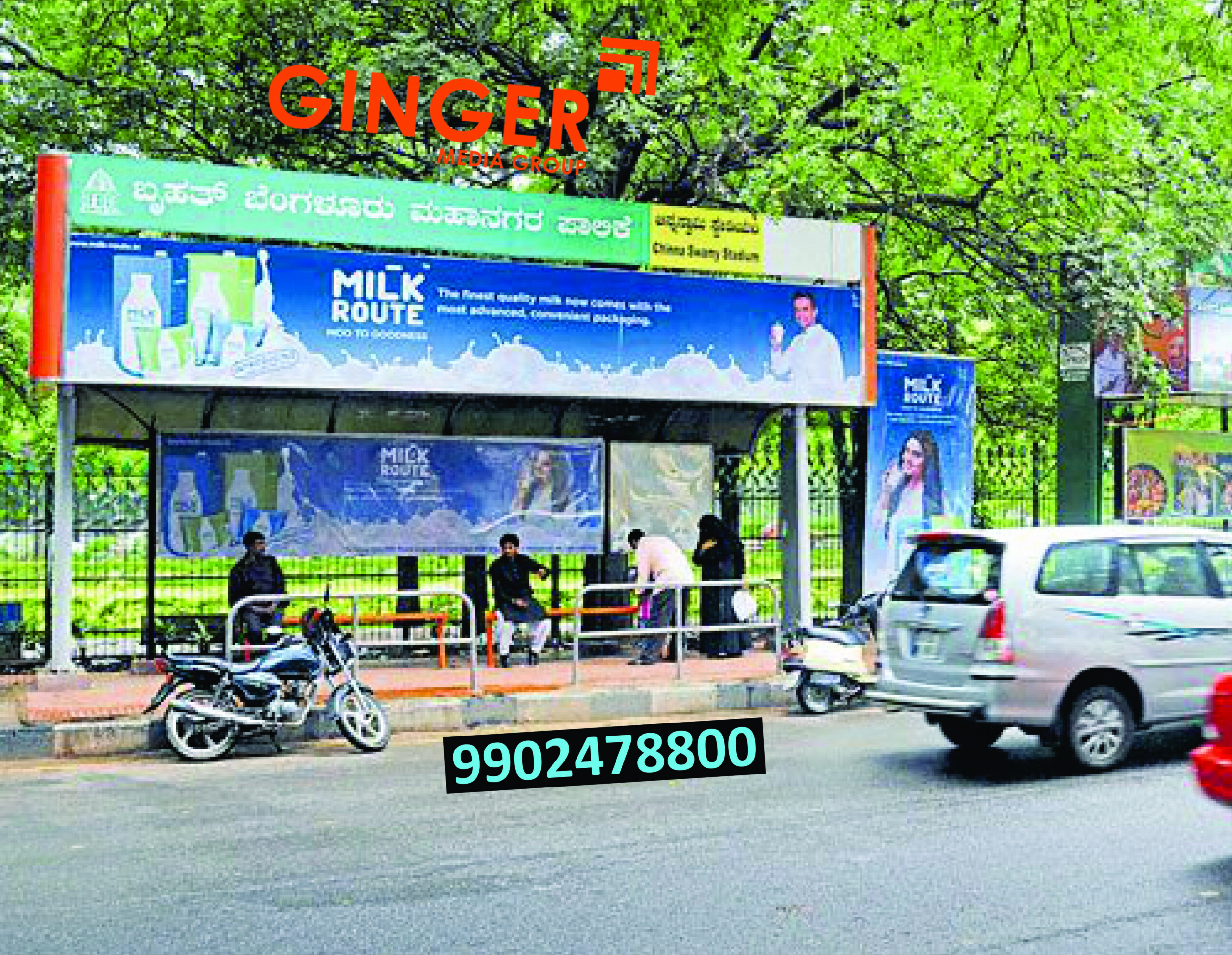 Bus shelter Advertising for Milk Route