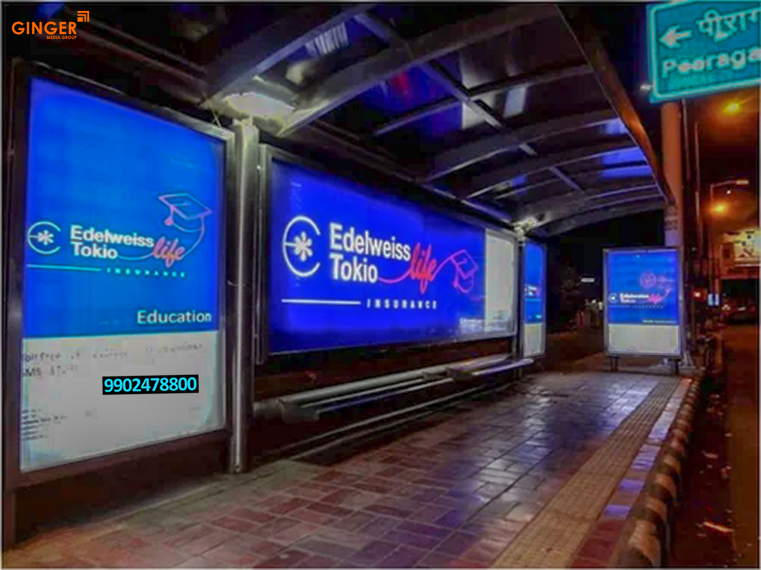 Bus Shelter Advertising in Delhi with Blue color