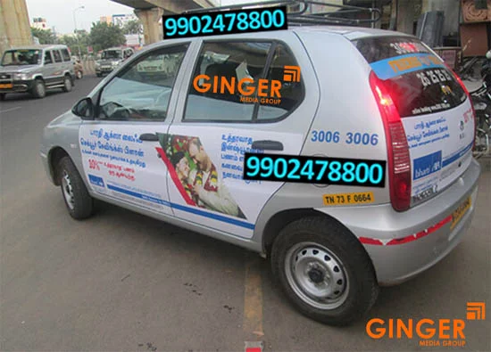 Cab Advewrtising in Chennai with white color