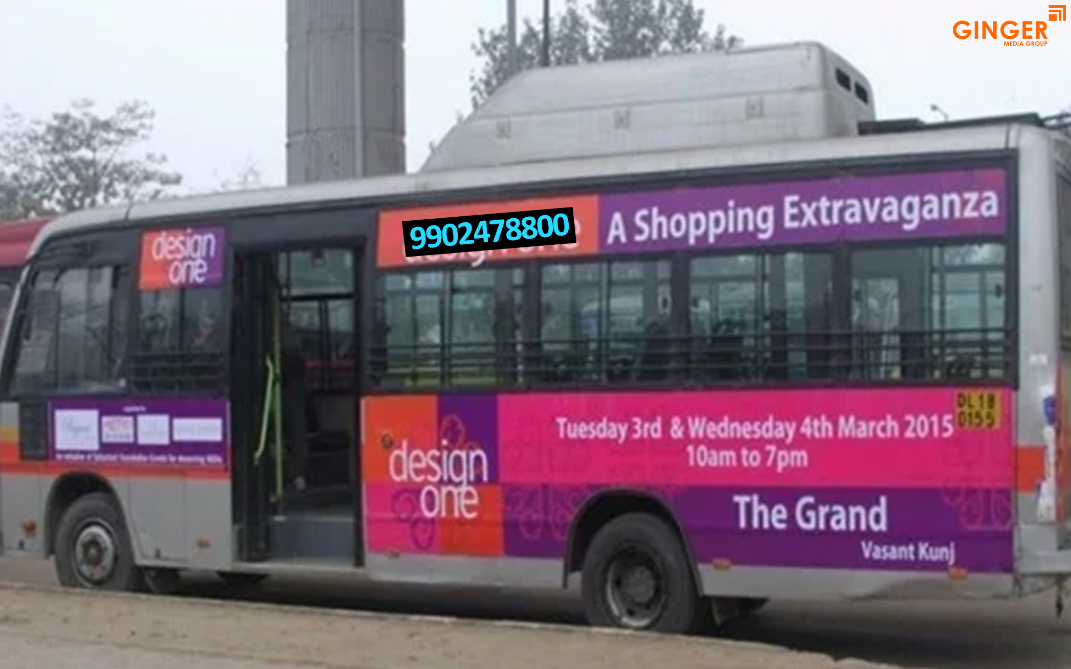 Bus Advertising in Delhi with Blue and Purple copor