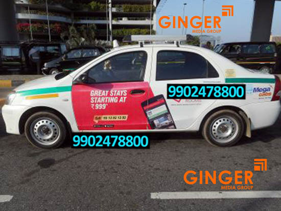 Cab Advertising in Hyderabad with red color