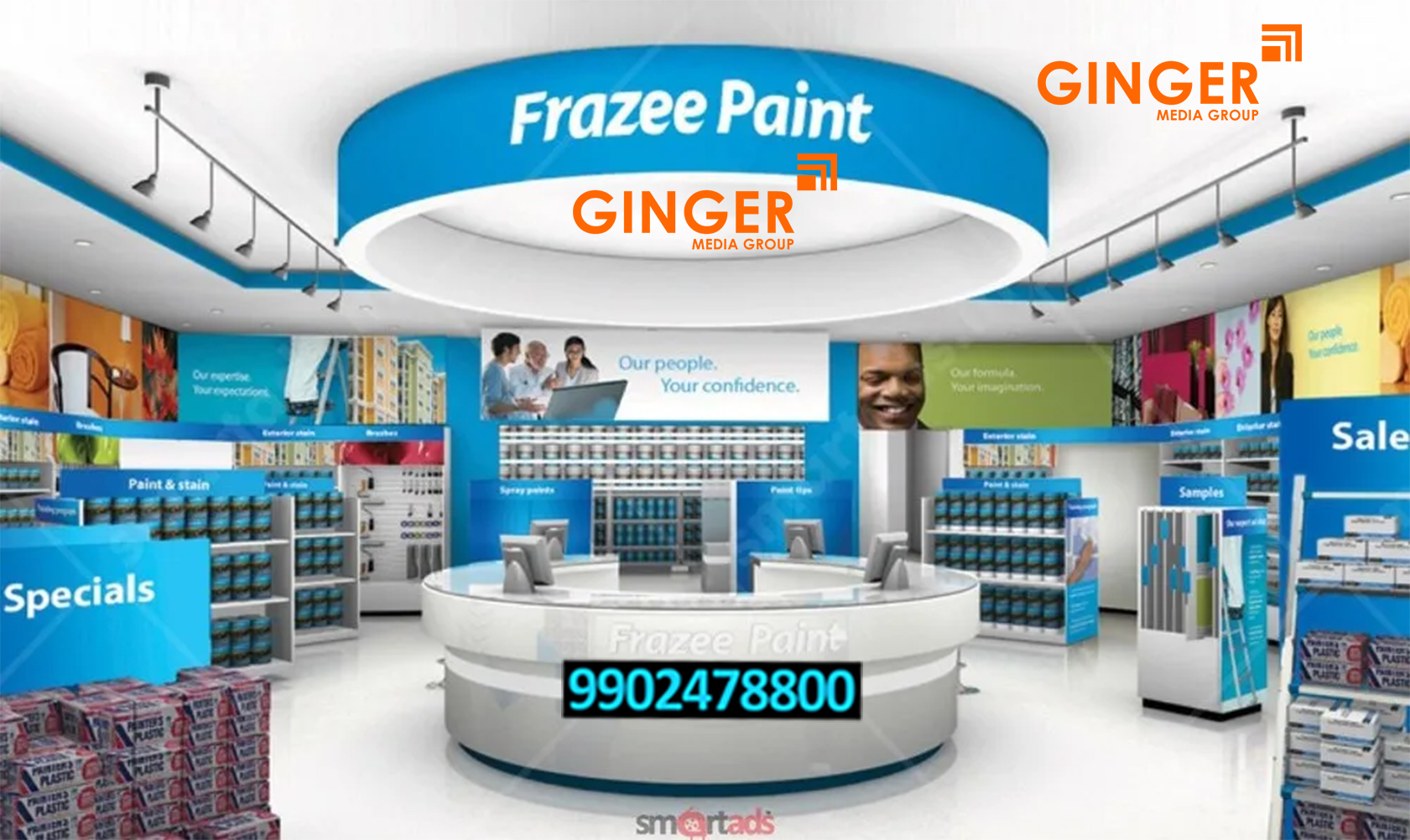 In shop branding on inside wall