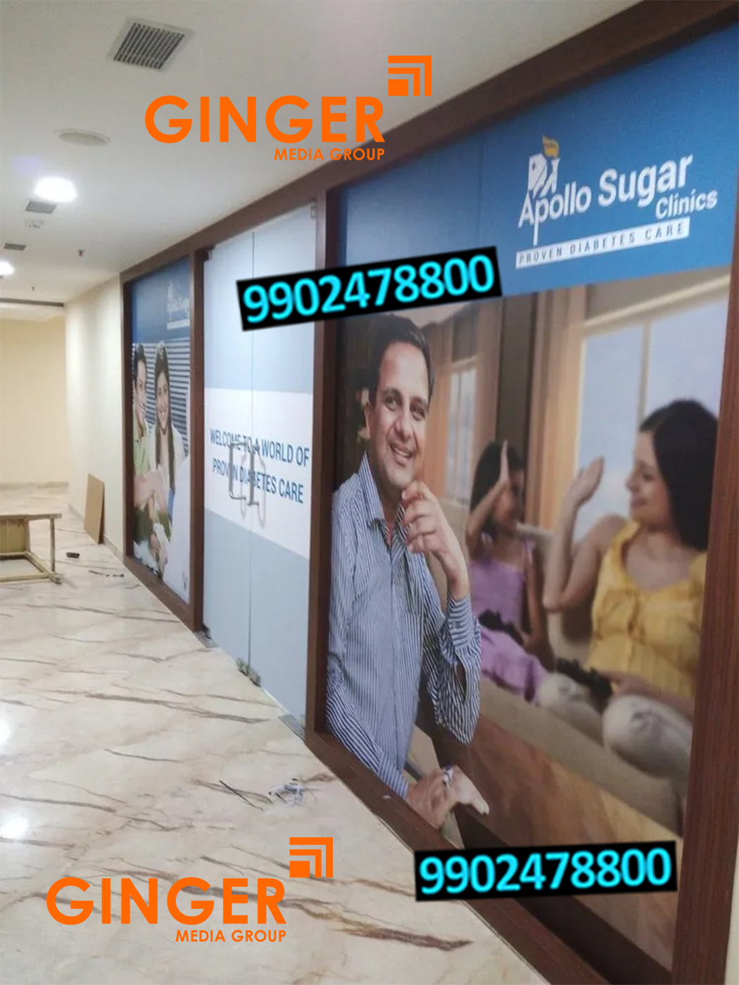 In shop branding on shop gate and wall