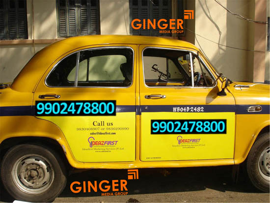 Cab Advertising in Kolkata with yellow color