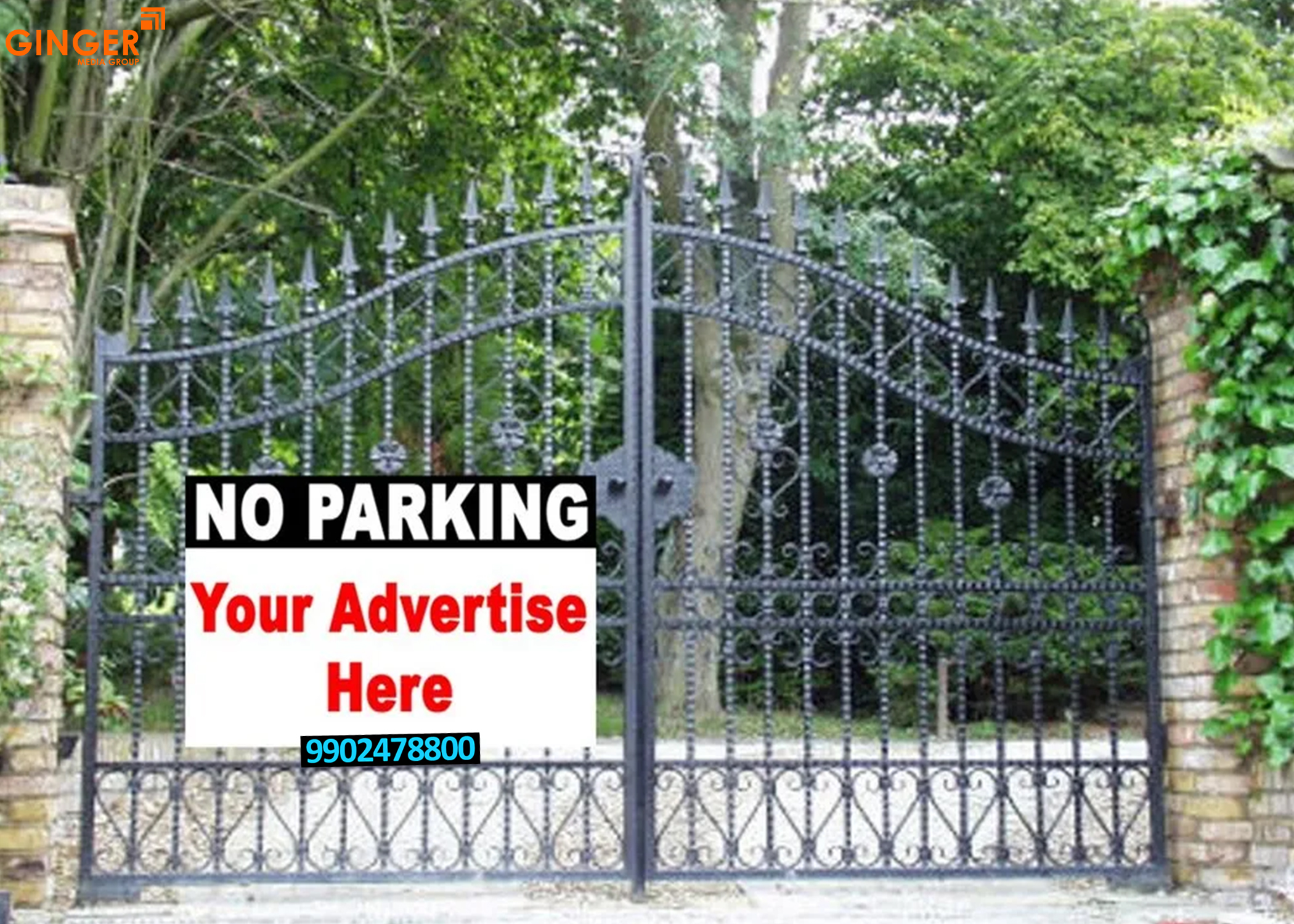 No Parking Board in Bangalore with a sample advertising board