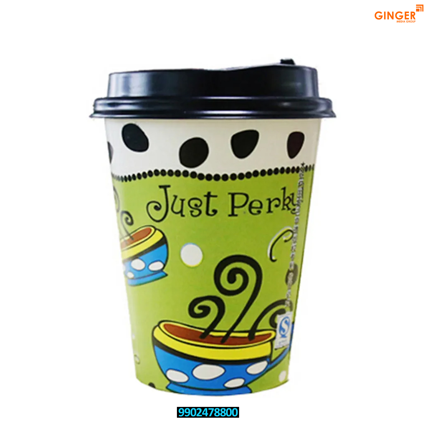 Cup Branding in Delhi, Noida, Gurugram, Faridabad, and Ghaziabad on green color Cup