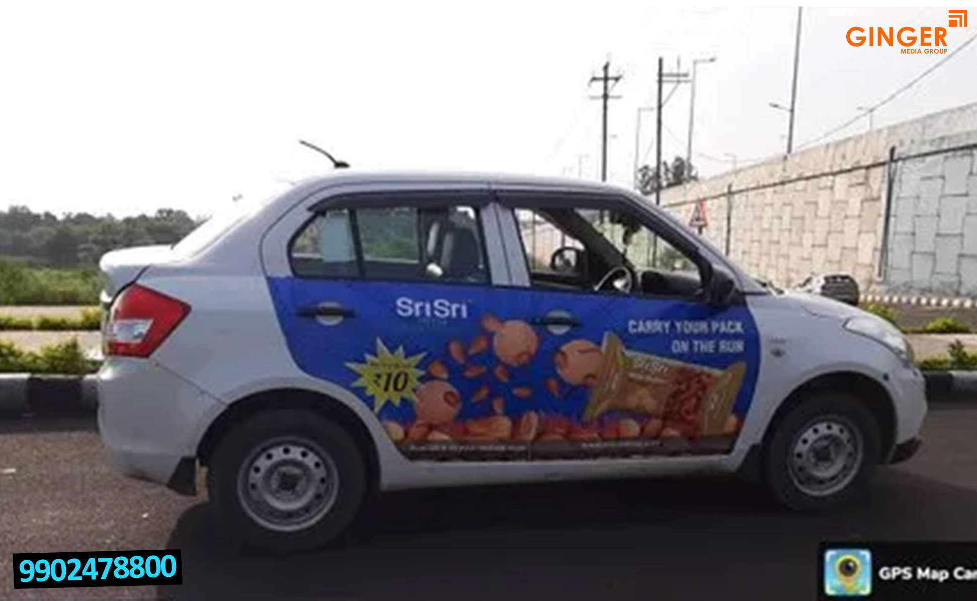 Cab Advertising in Delhi for Sri Sri Biscuit