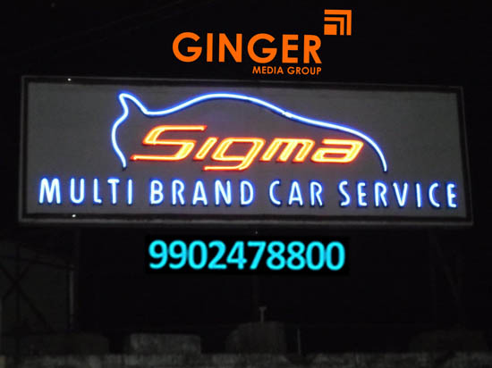 Glow signage Board for Sigma Multi Brand Car Service