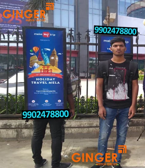 Look Walker Advertising in India for make My Trip with blue color