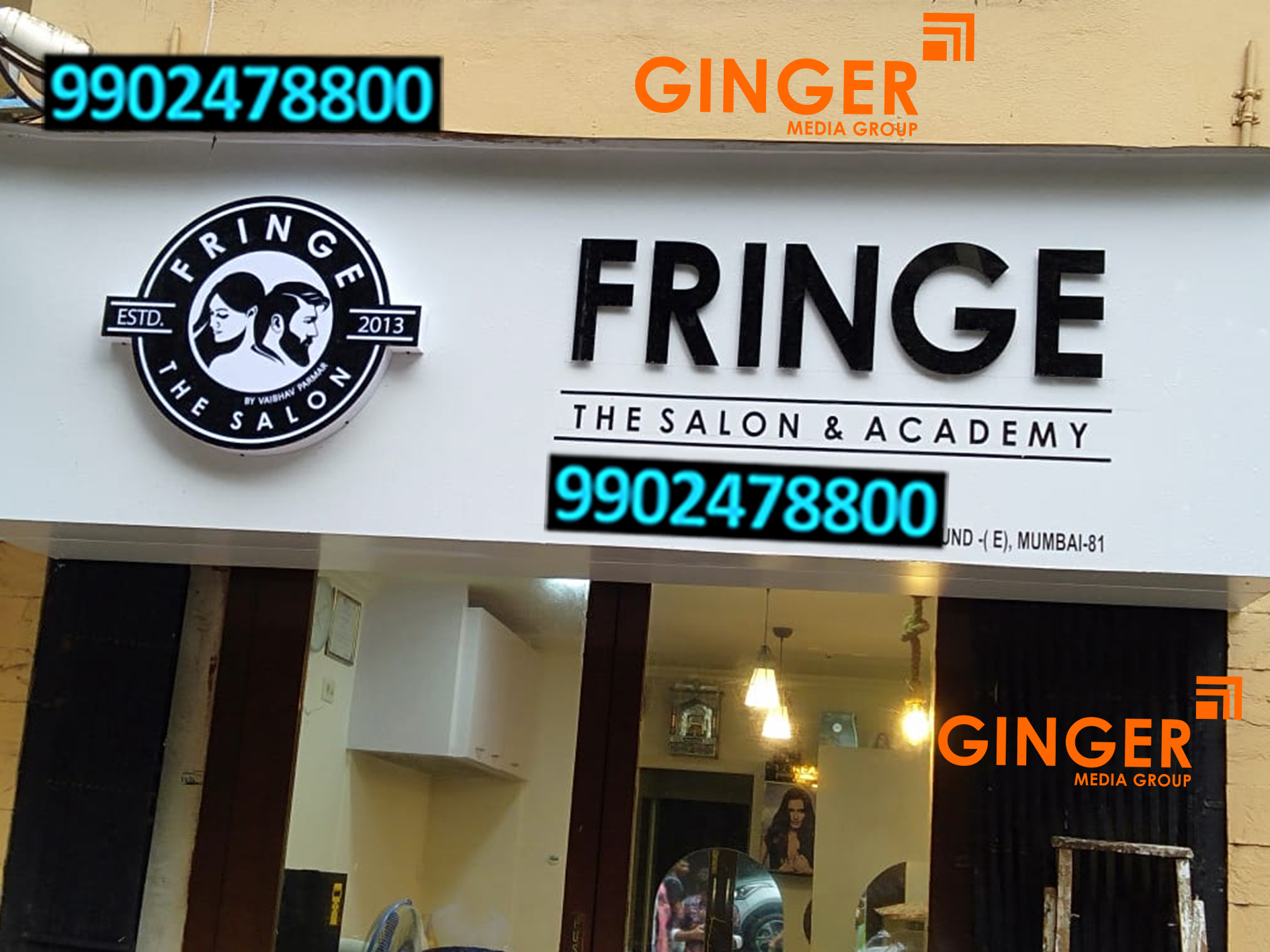 Shop Name Board in Kolkata for Fringe The Salon & Academy