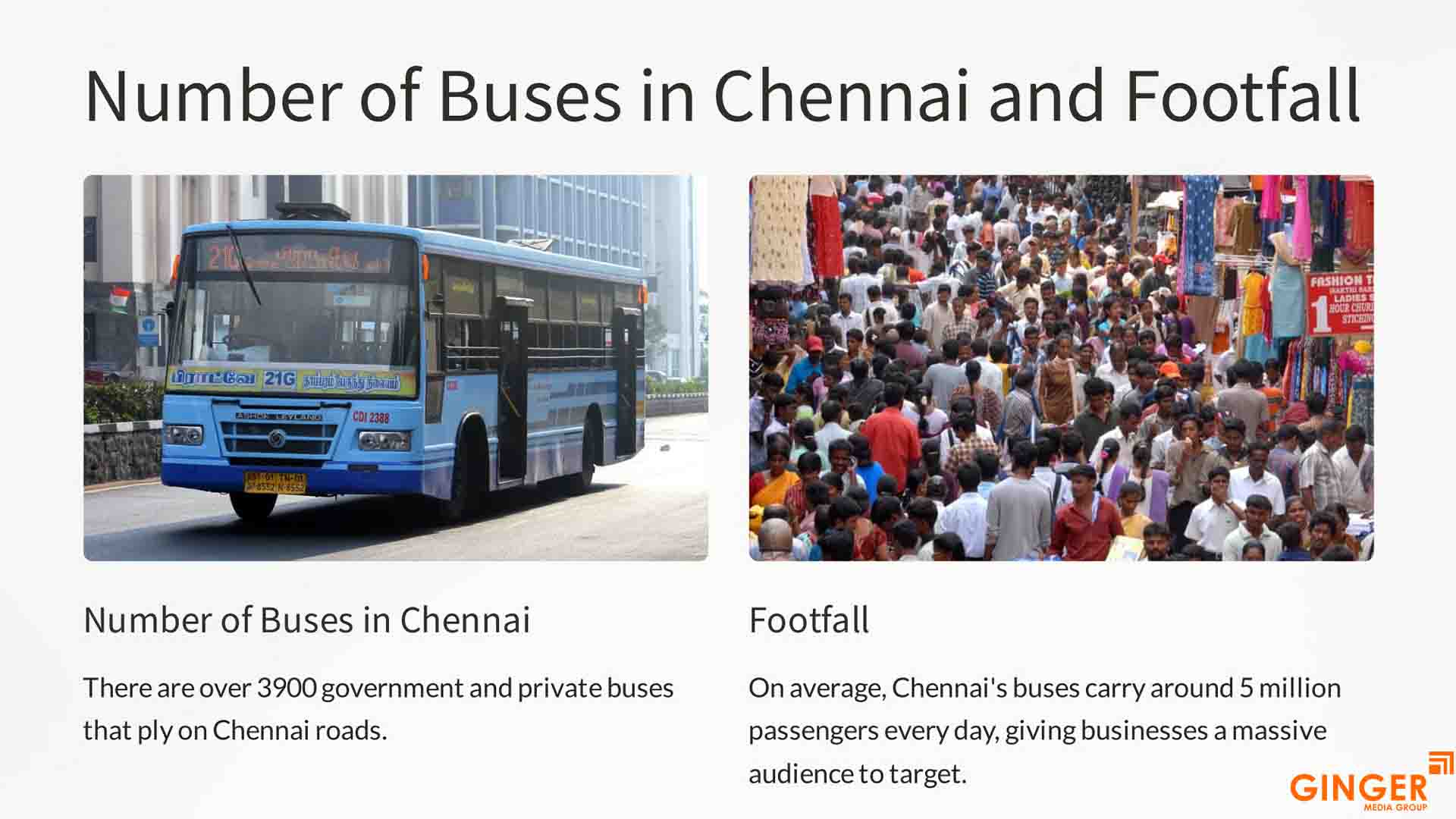 Number of buses in Chennai and Footfall