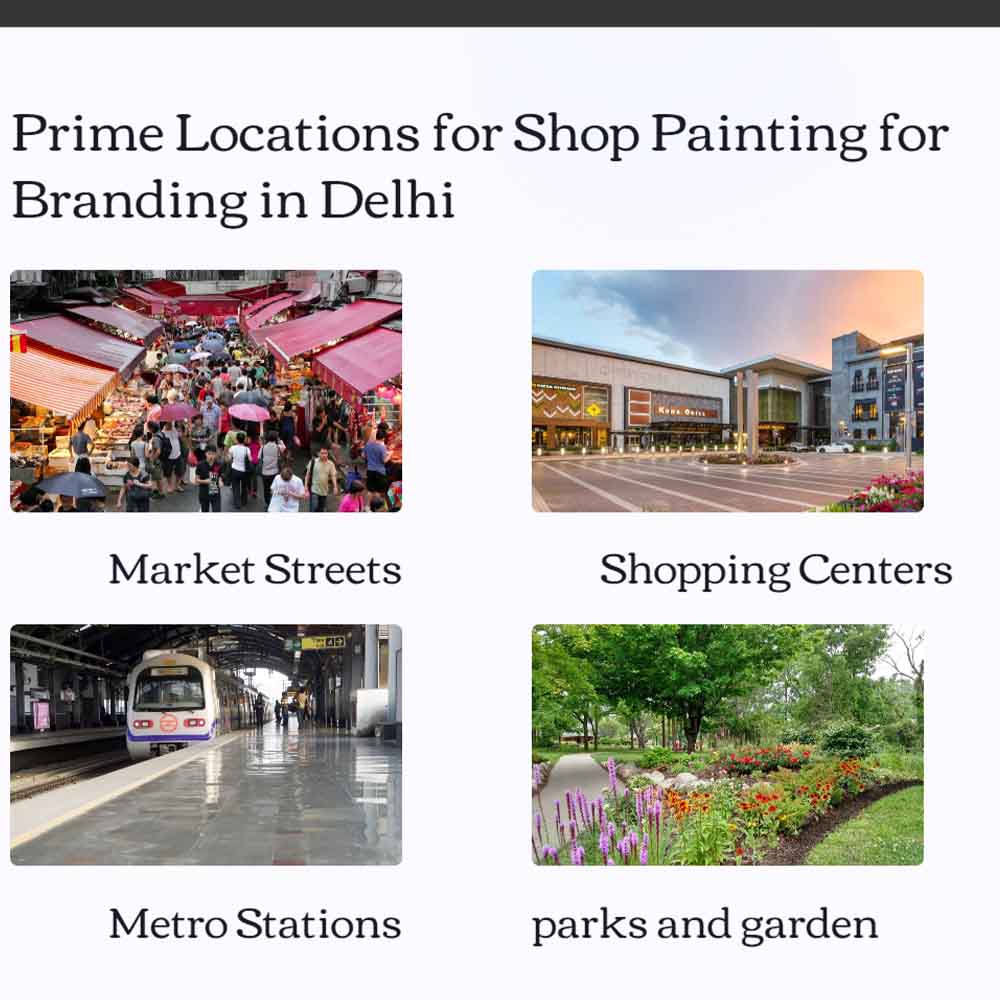 Prime Location for Shop Shutter Painting in Delhi, Noida, Faridabad, Ghaziabad and Gurgaon