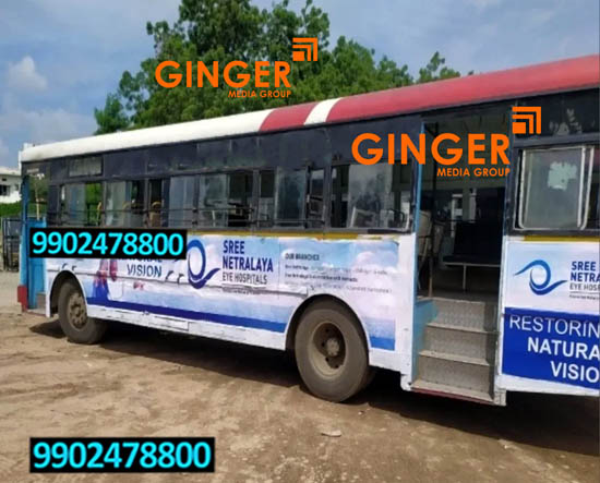 Bus Branding in Hyderabad with blue color