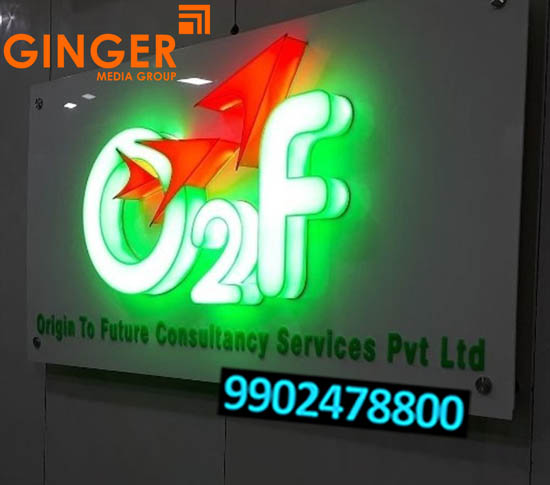 Glow Signage Board in Hyderabad for Orgin to Future Consultancy Services