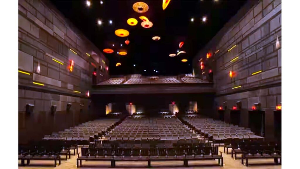 A traditional looking cinema hall in Sathyam Cinemas Royapettah Chennai