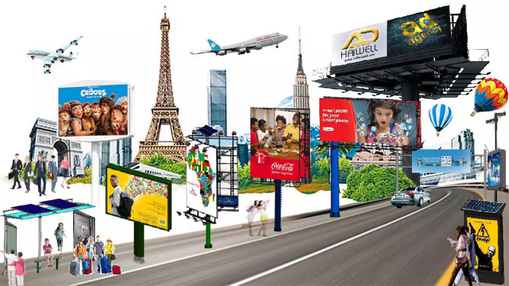 Multiple platforms of outdoor advertisements
