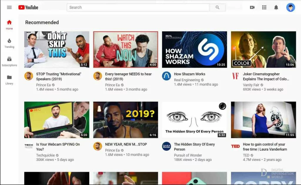 Youtube Homepage