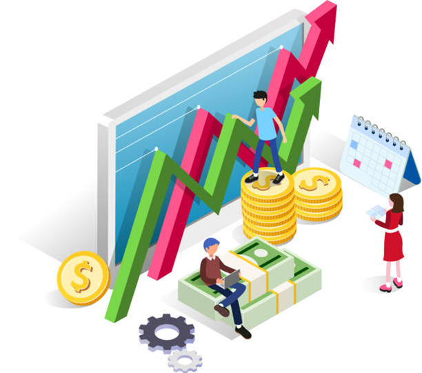 The progressing arrows showing an increase in exposure levels.