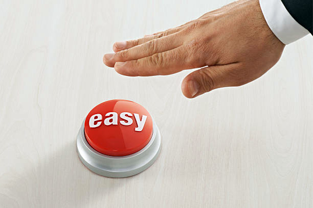 A person pressing the easy button.