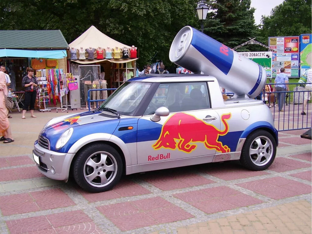 Mini Cooper Full car wrap Advertising done by Red-Bull